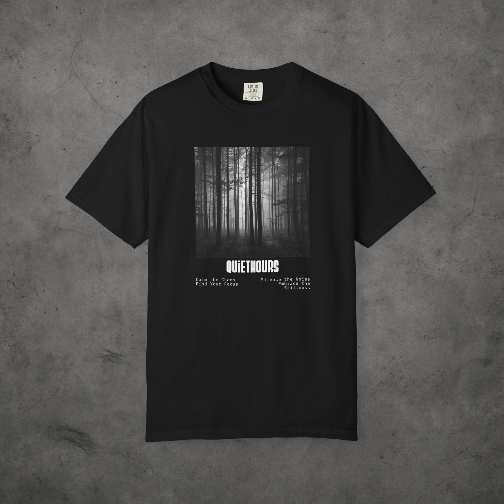 Forest Minimalist T-shirt - QUIETHOURS Serene Monochrome Tee