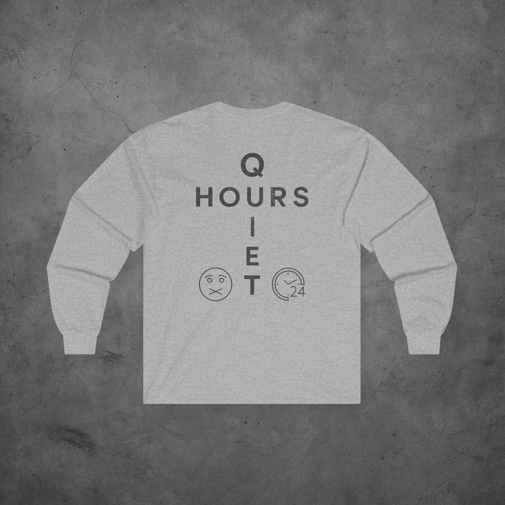 Quiet Hours Cross Logo Long Sleeve Tee — Unisex Cotton Minimalist Streetwear