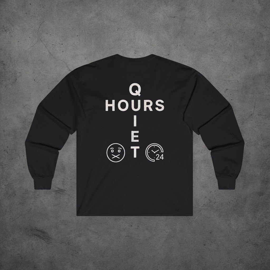 Quiet Hours Cross Logo Long Sleeve Tee — Unisex Cotton Minimalist Streetwear