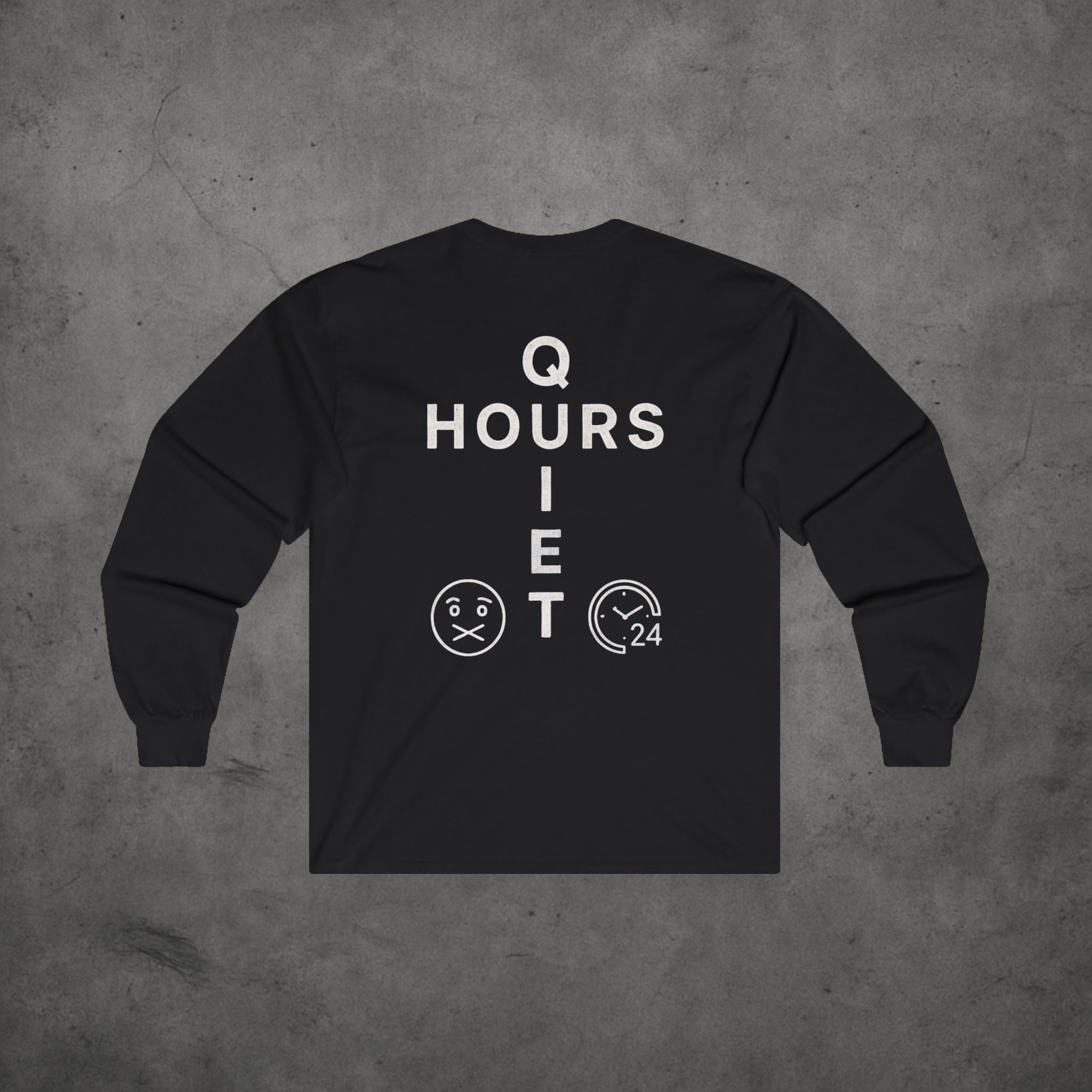 Quiet Hours Cross Logo Long Sleeve Tee — Unisex Cotton Minimalist Streetwear