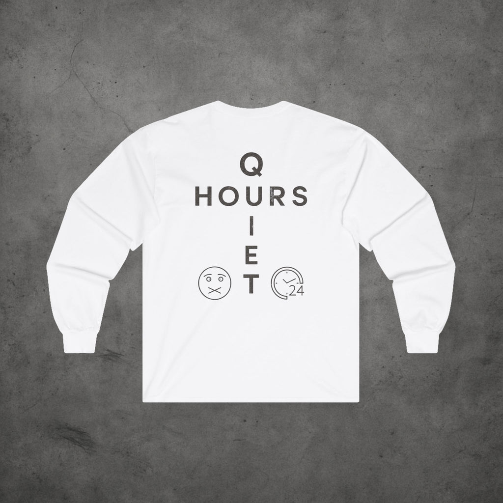 Quiet Hours Cross Logo Long Sleeve Tee — Unisex Cotton Minimalist Streetwear