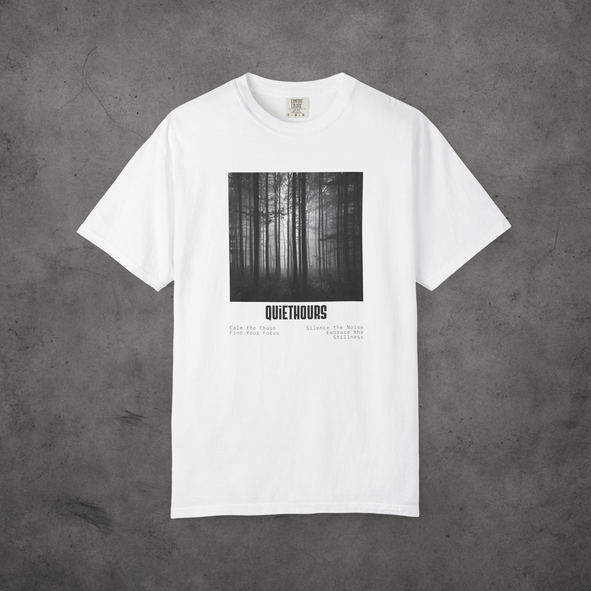 Forest Minimalist T-shirt - QUIETHOURS Serene Monochrome Tee