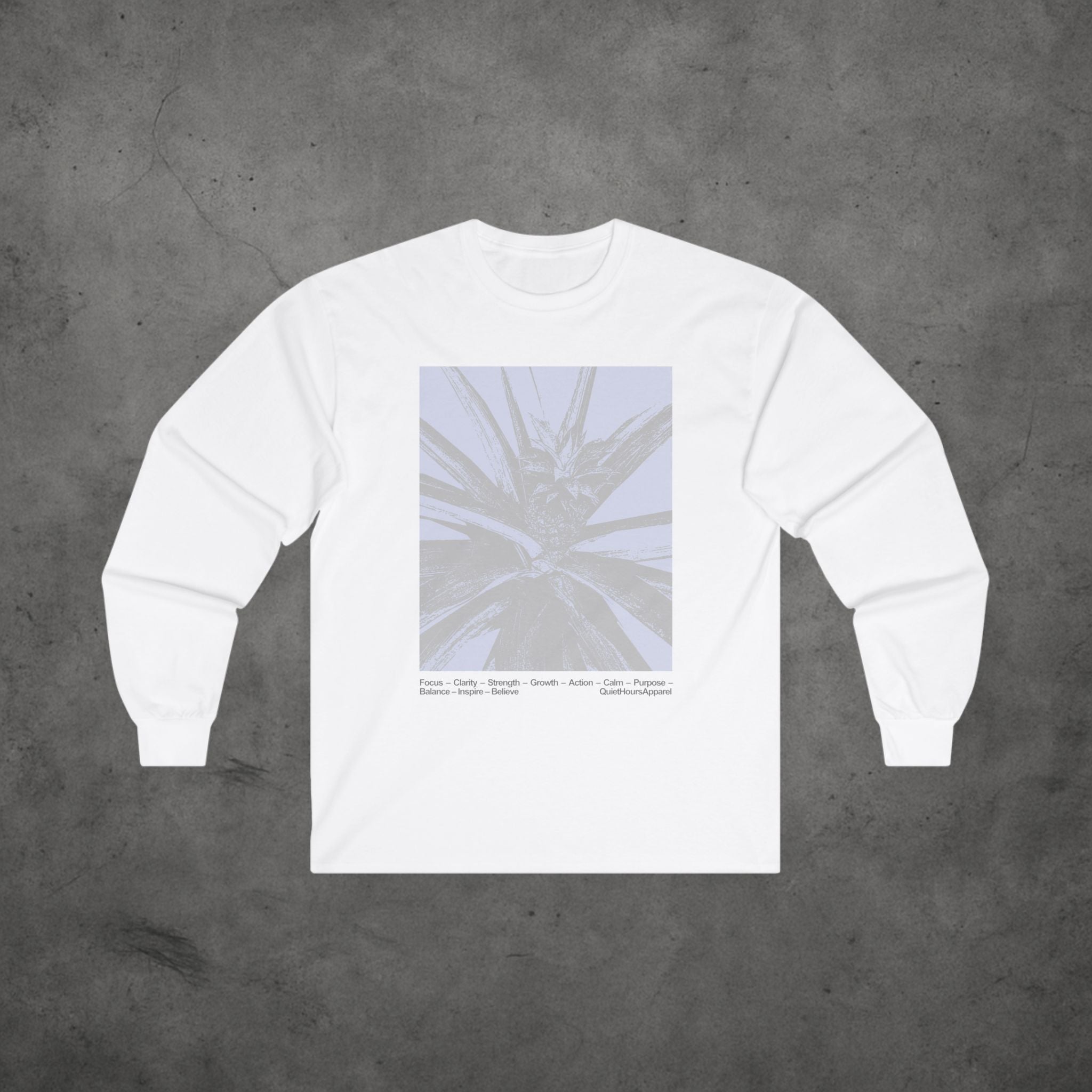 Long Sleeve Tee - Minimalist Plant Graphic Motivational Text Design