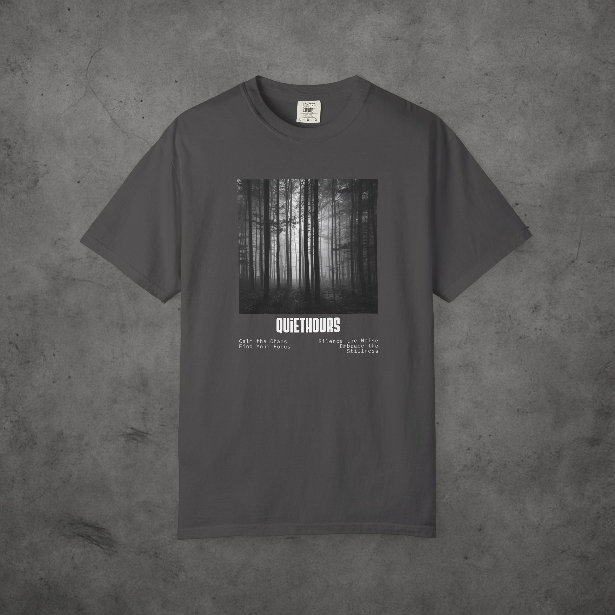 Forest Minimalist T-shirt - QUIETHOURS Serene Monochrome Tee