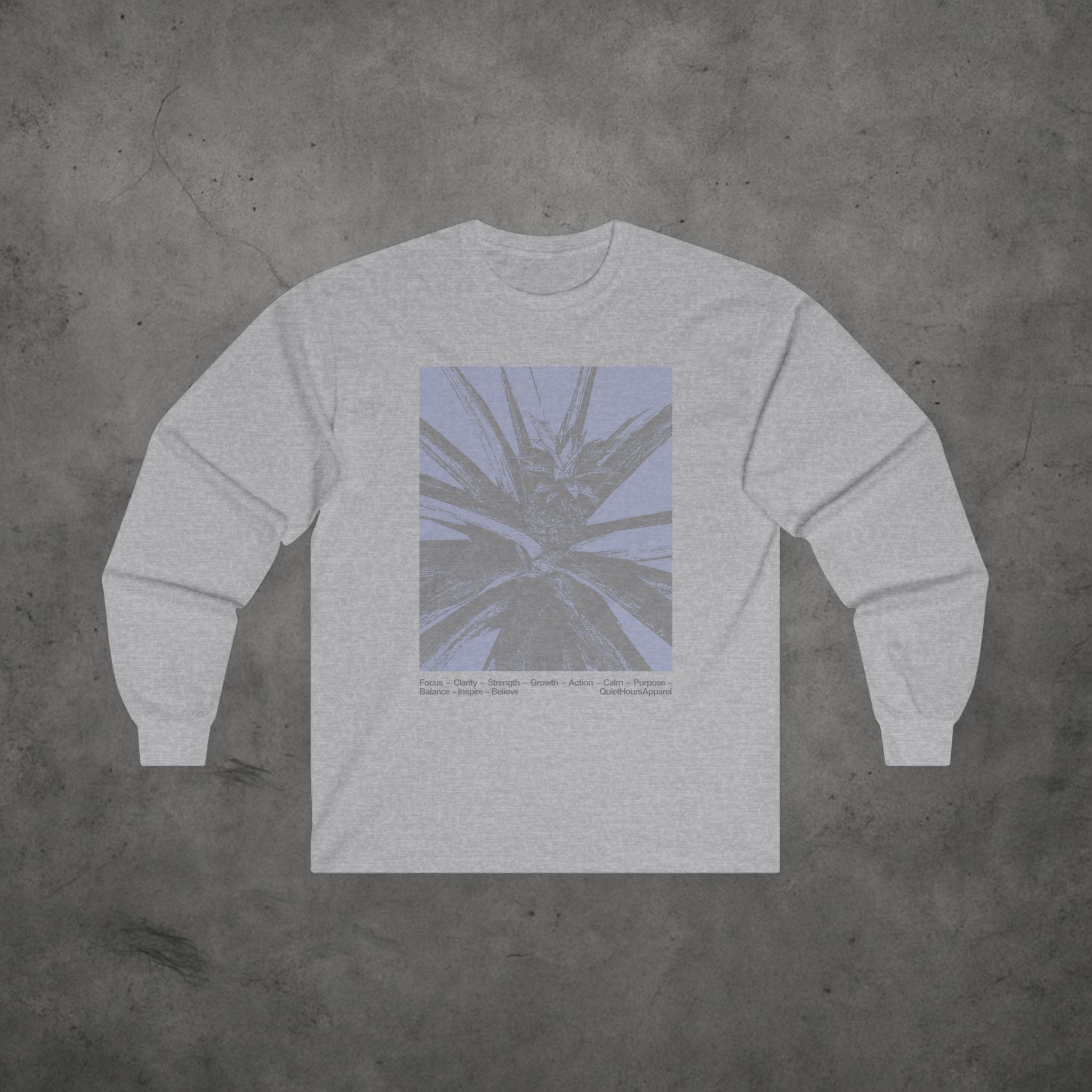 Long Sleeve Tee - Minimalist Plant Graphic Motivational Text Design