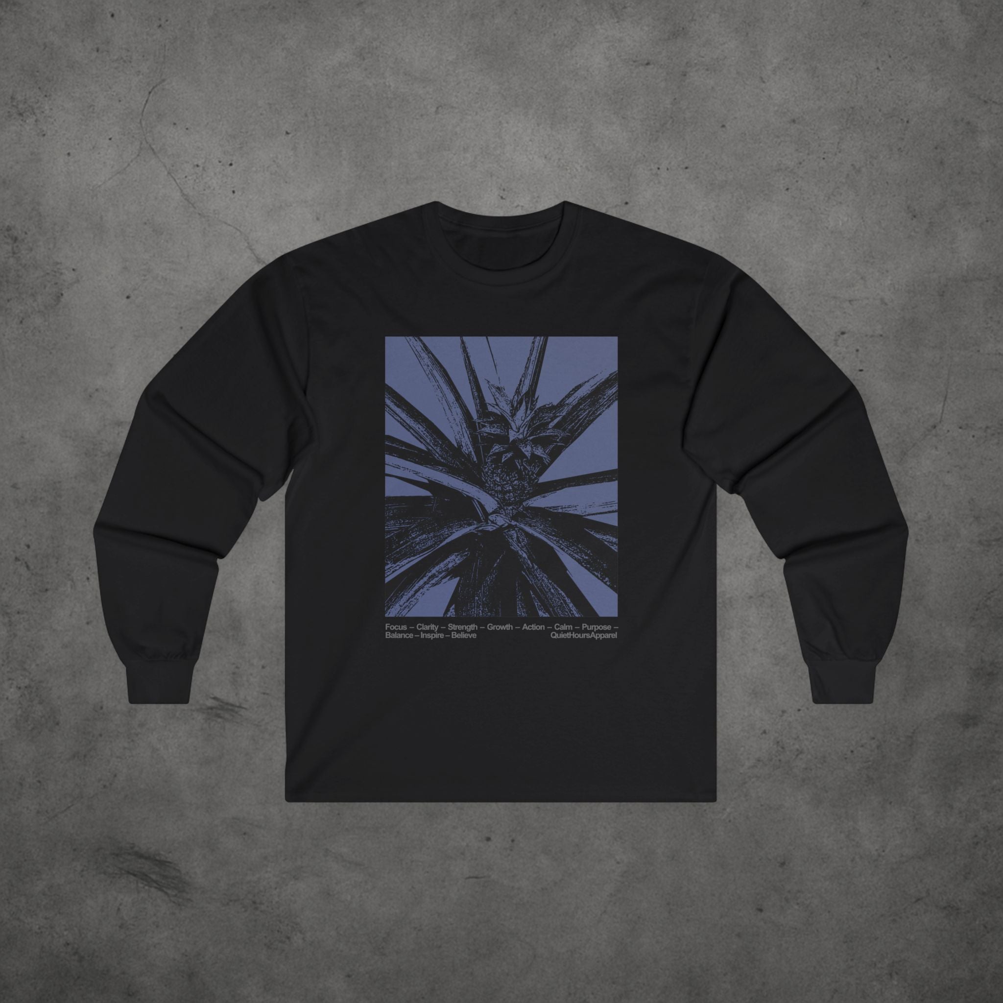 Long Sleeve Tee - Minimalist Plant Graphic Motivational Text Design