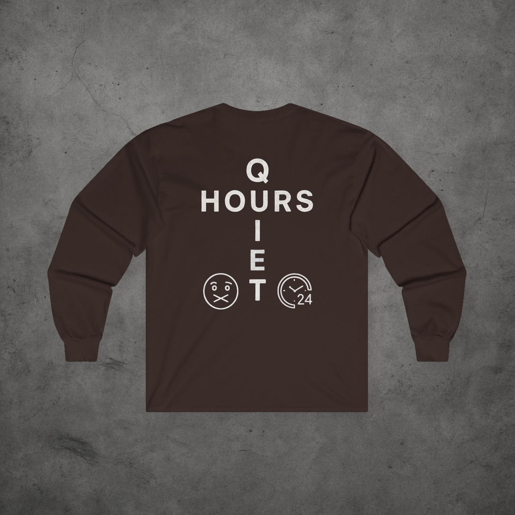 Quiet Hours Cross Logo Long Sleeve Tee — Unisex Cotton Minimalist Streetwear