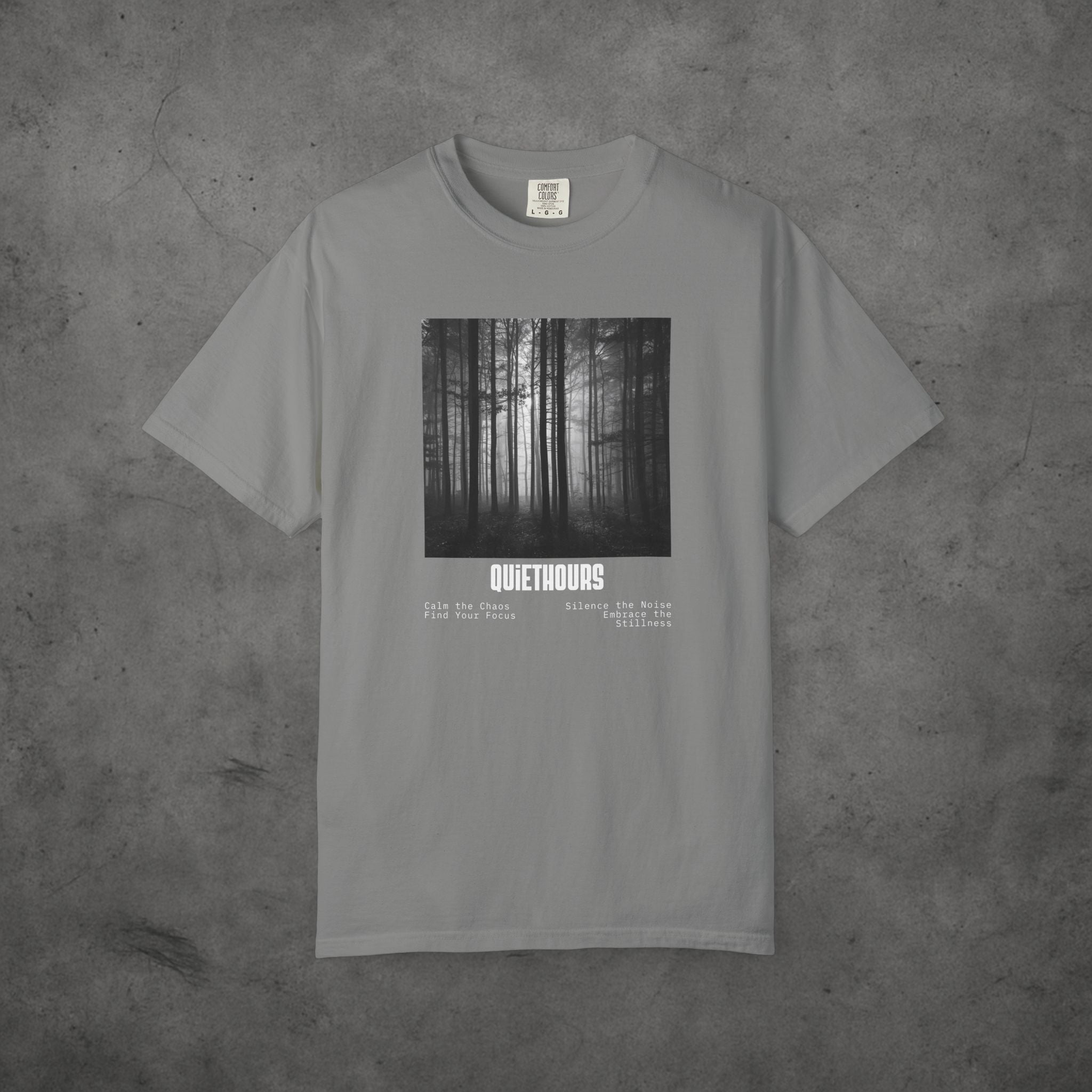Forest Minimalist T-shirt - QUIETHOURS Serene Monochrome Tee